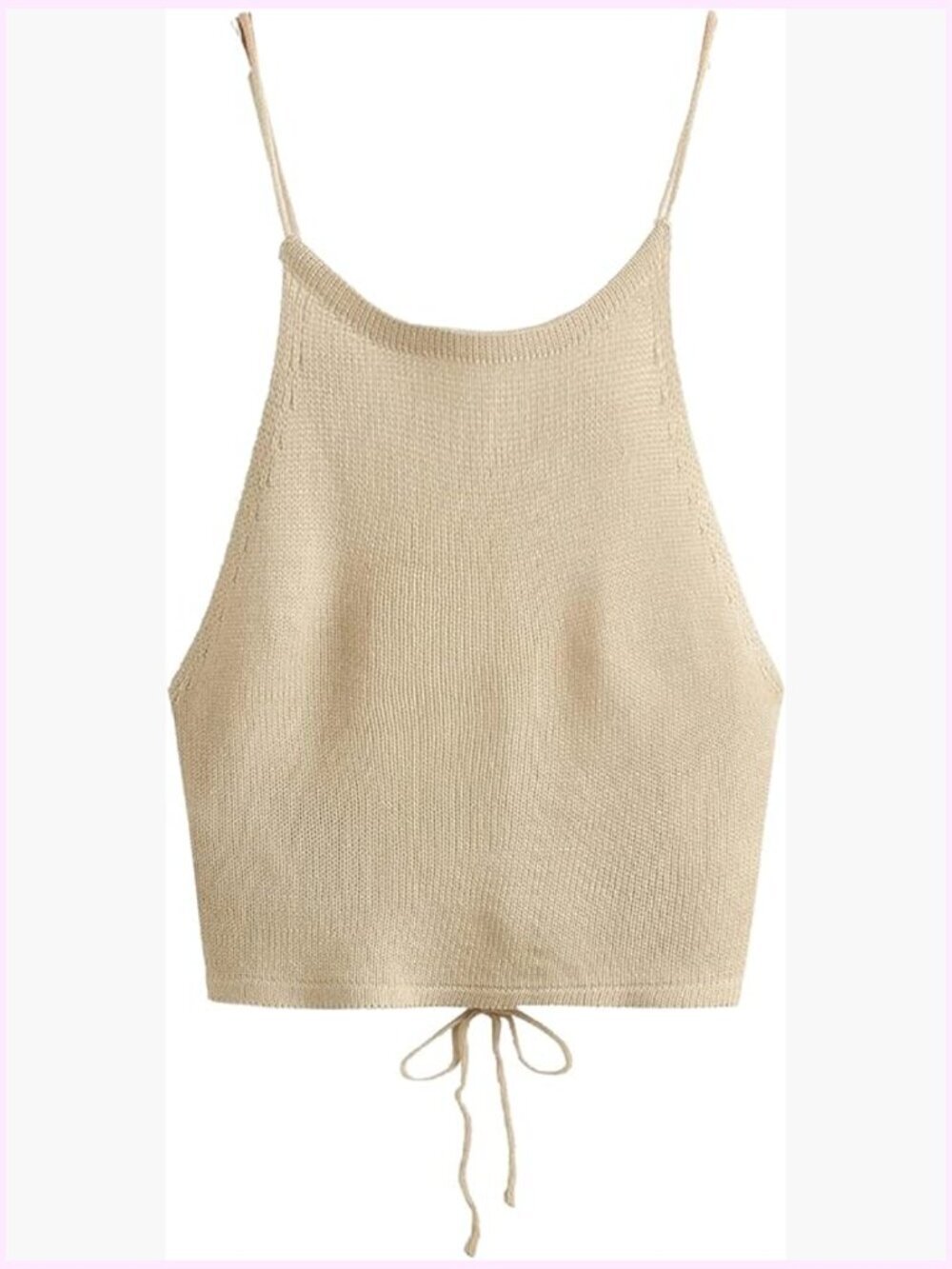 Sleeveless Space Dye Knit Camisole Criss Cross Backless Crop Top